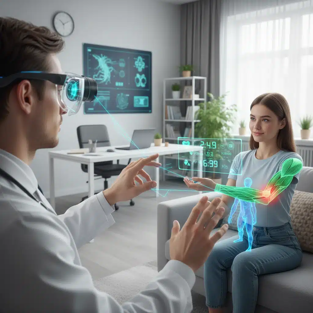 Doctor performing remote diagnosis using augmented reality