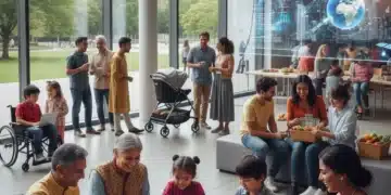 Diverse families from different cultures embracing modern dynamics
