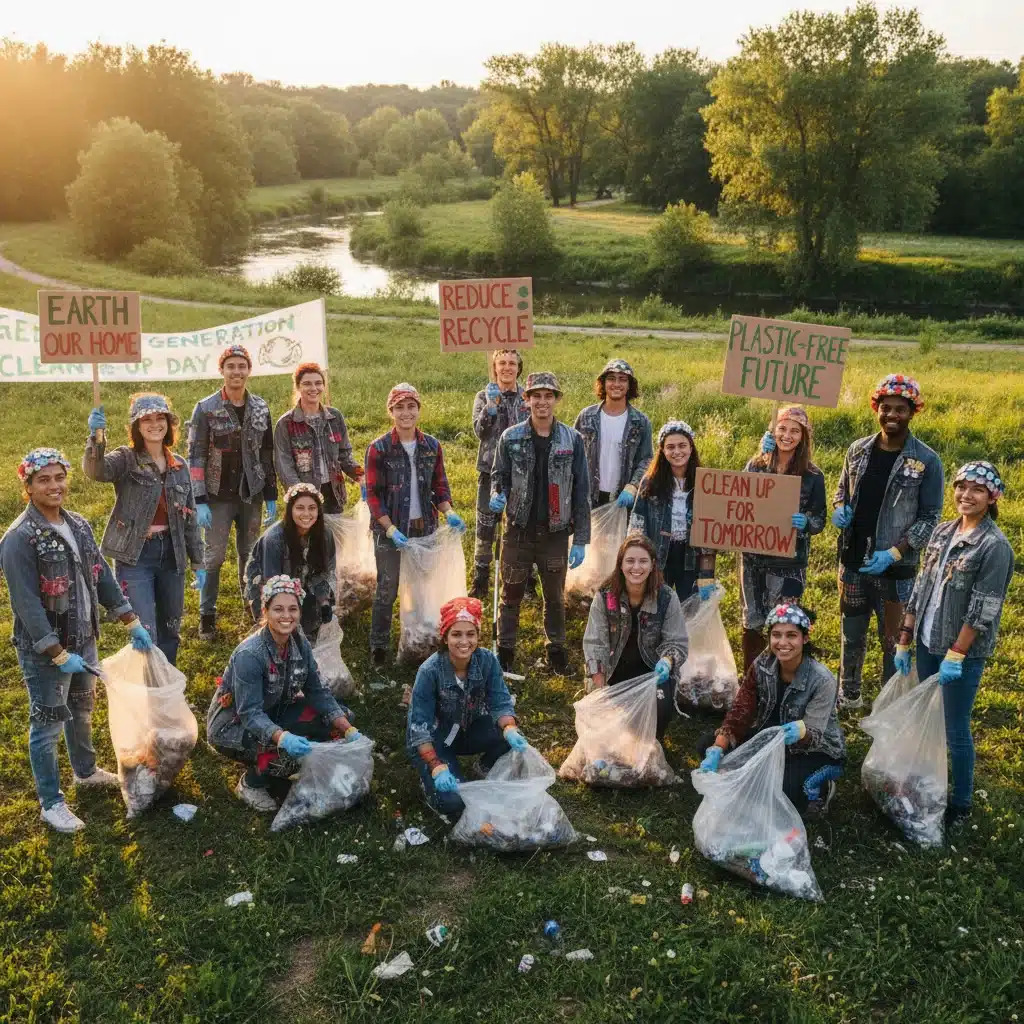 Gen Z actively participating in social and environmental activism, demonstrating purpose-driven action.