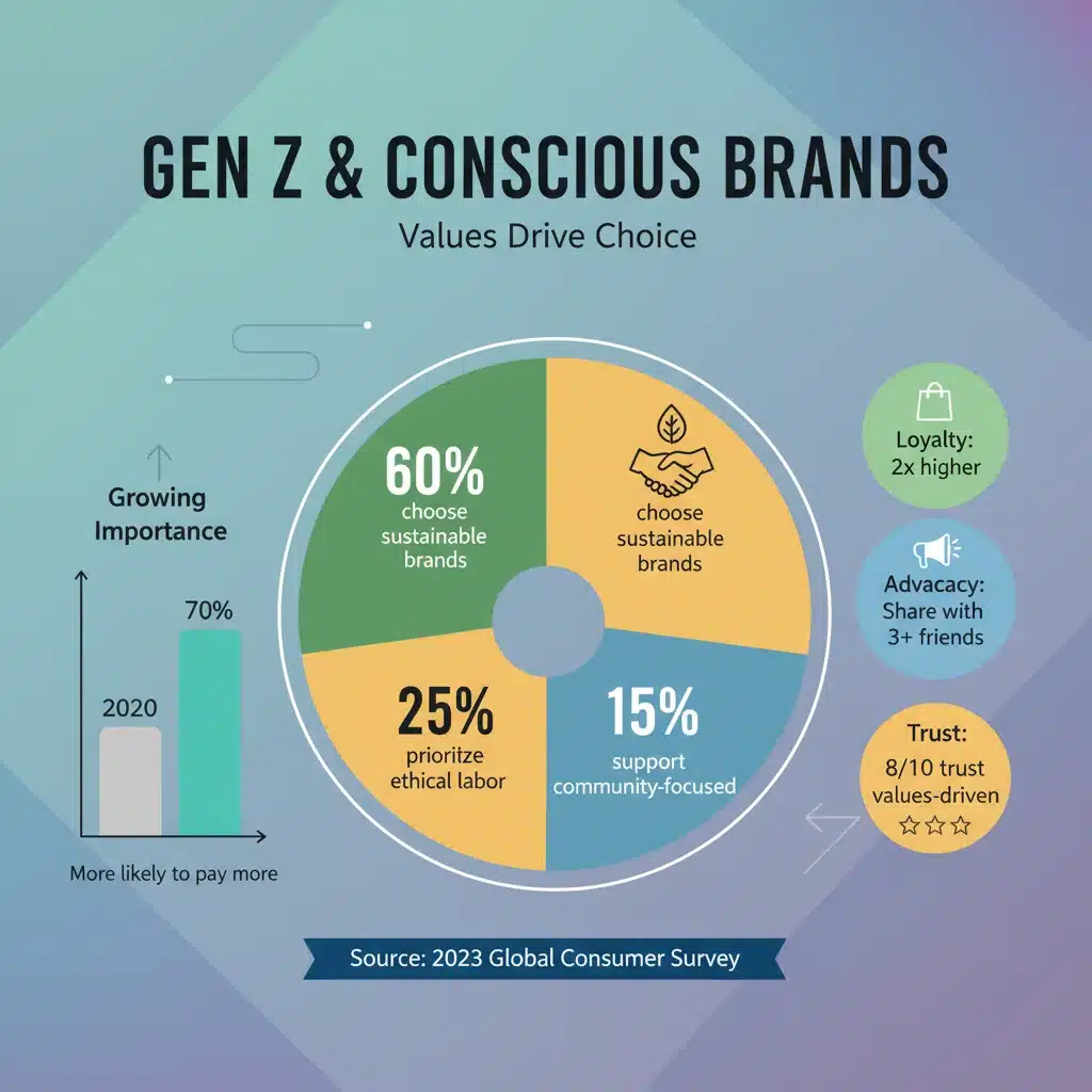 Infographic illustrating Gen Z's preference for socially and environmentally responsible brands.