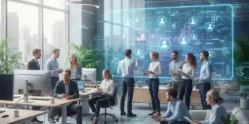 Professionals contemplating career changes in a modern office, representing the ongoing Great Resignation trends.