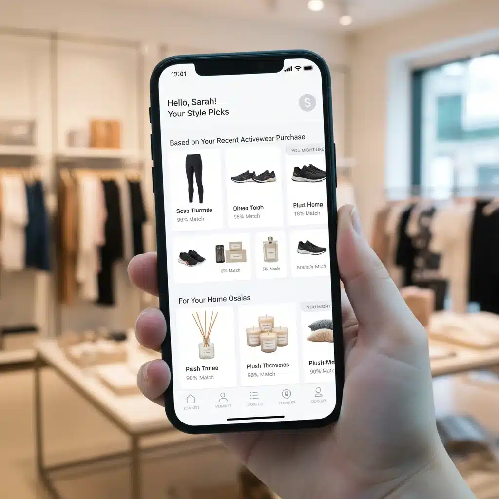 Smartphone displaying personalized recommendations in a retail setting