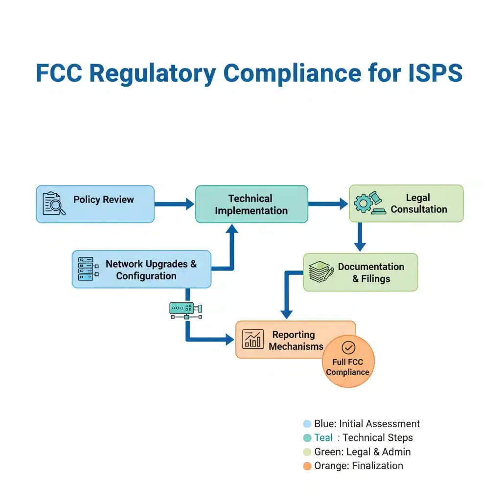 Flowchart of ISP compliance steps for FCC Net Neutrality rules