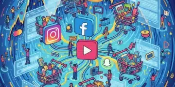 Social media platforms with integrated shopping features and rising sales charts.