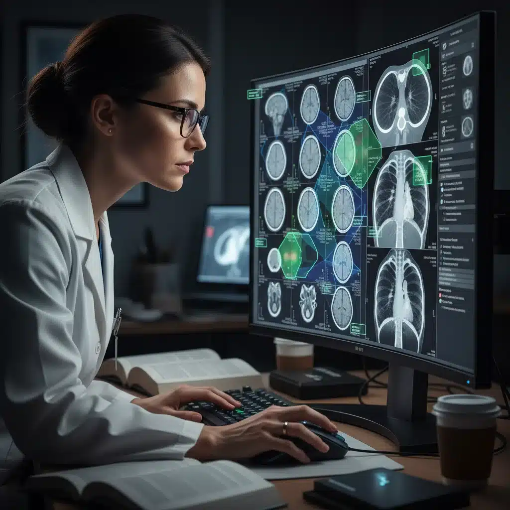 Doctor using AI for advanced medical imaging and diagnostics