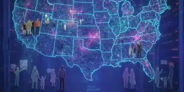Illustration of the digital divide in 2026, showing unequal broadband access across US demographics.