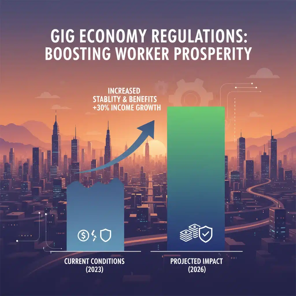 Bar chart illustrating improved income stability and benefits for gig workers under 2026 regulations.
