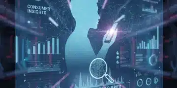 Futuristic interface analyzing voice search for consumer insights