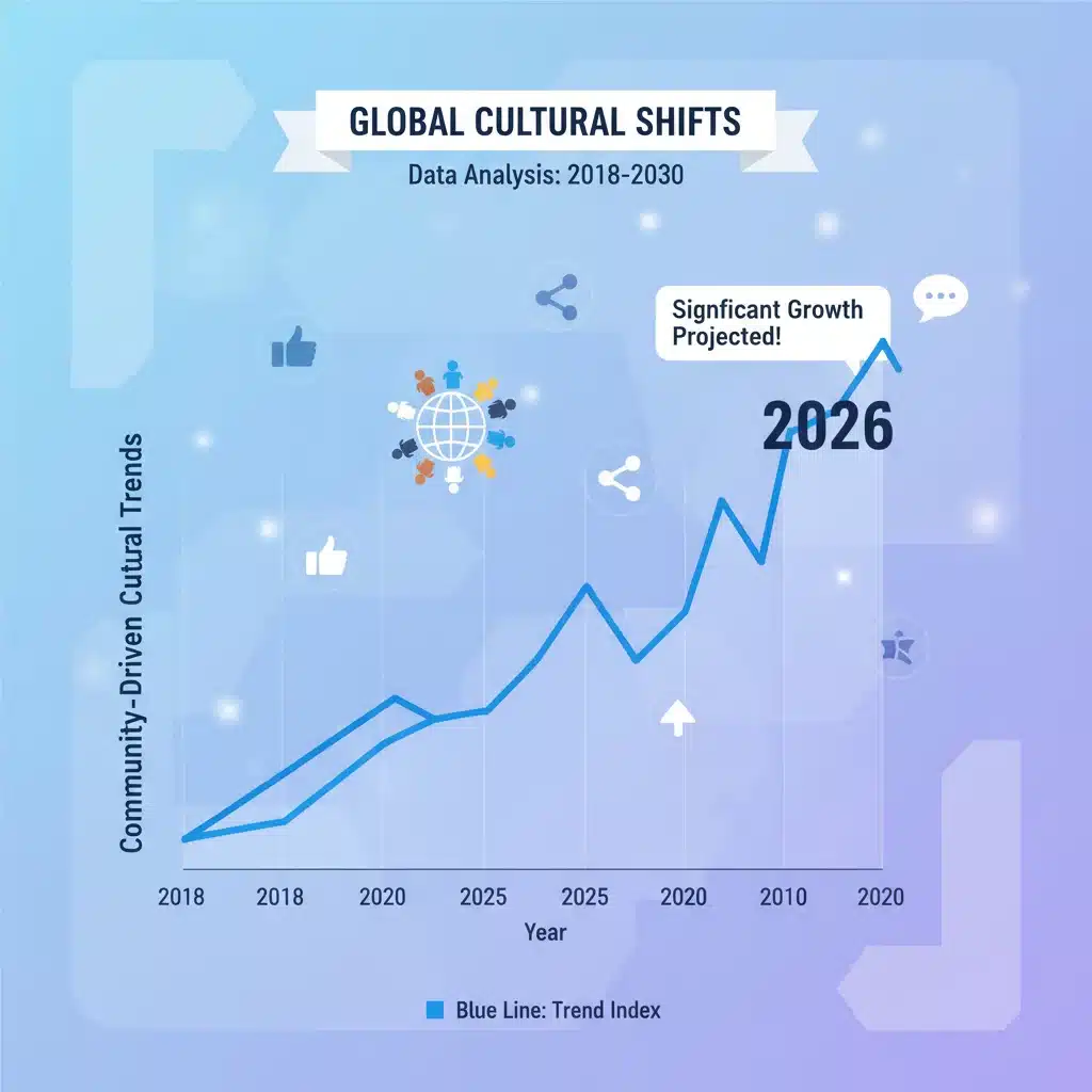 Infographic showing projected 20% growth in community-driven cultural trends by 2026, driven by micro-influencers.