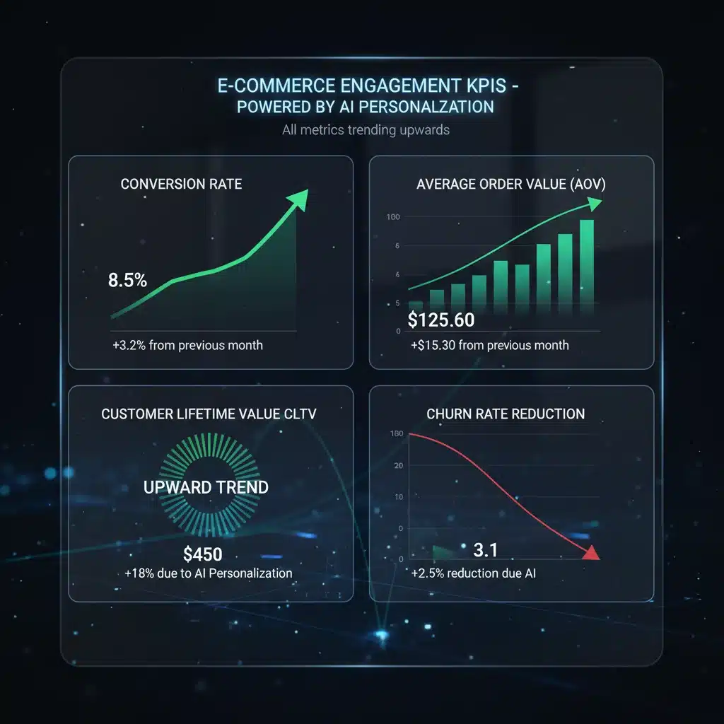 E-commerce KPI dashboard showing AI personalization impact