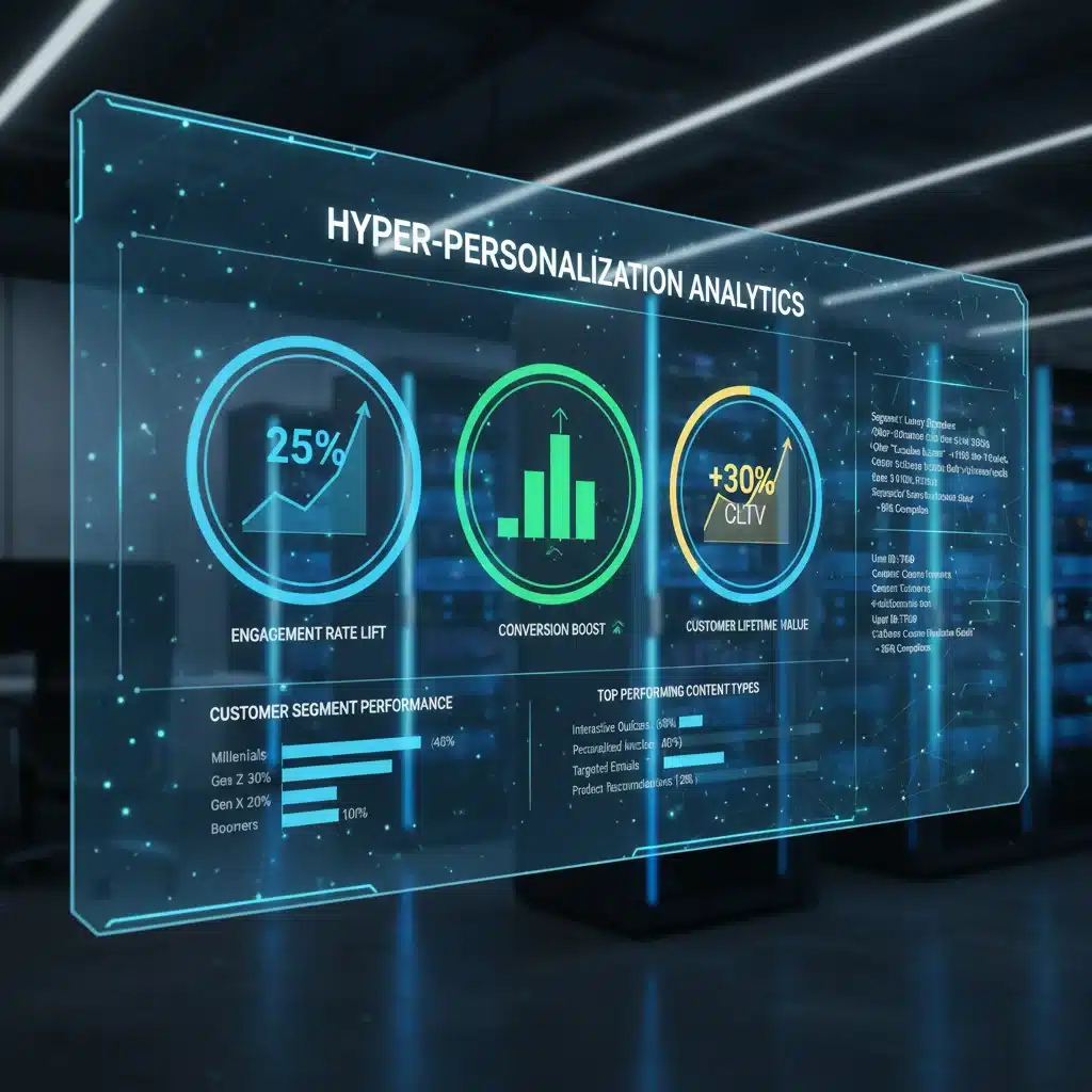 Real-time analytics dashboard showing hyper-personalization impact on engagement and conversions