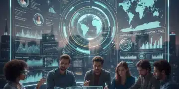 Futuristic digital interface displaying hyper-personalized customer data and engagement metrics
