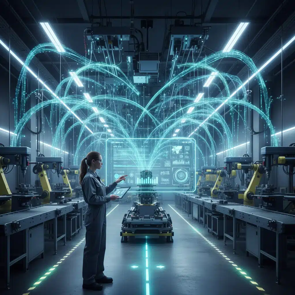 Internet of Things IoT sensors and devices in a smart manufacturing facility
